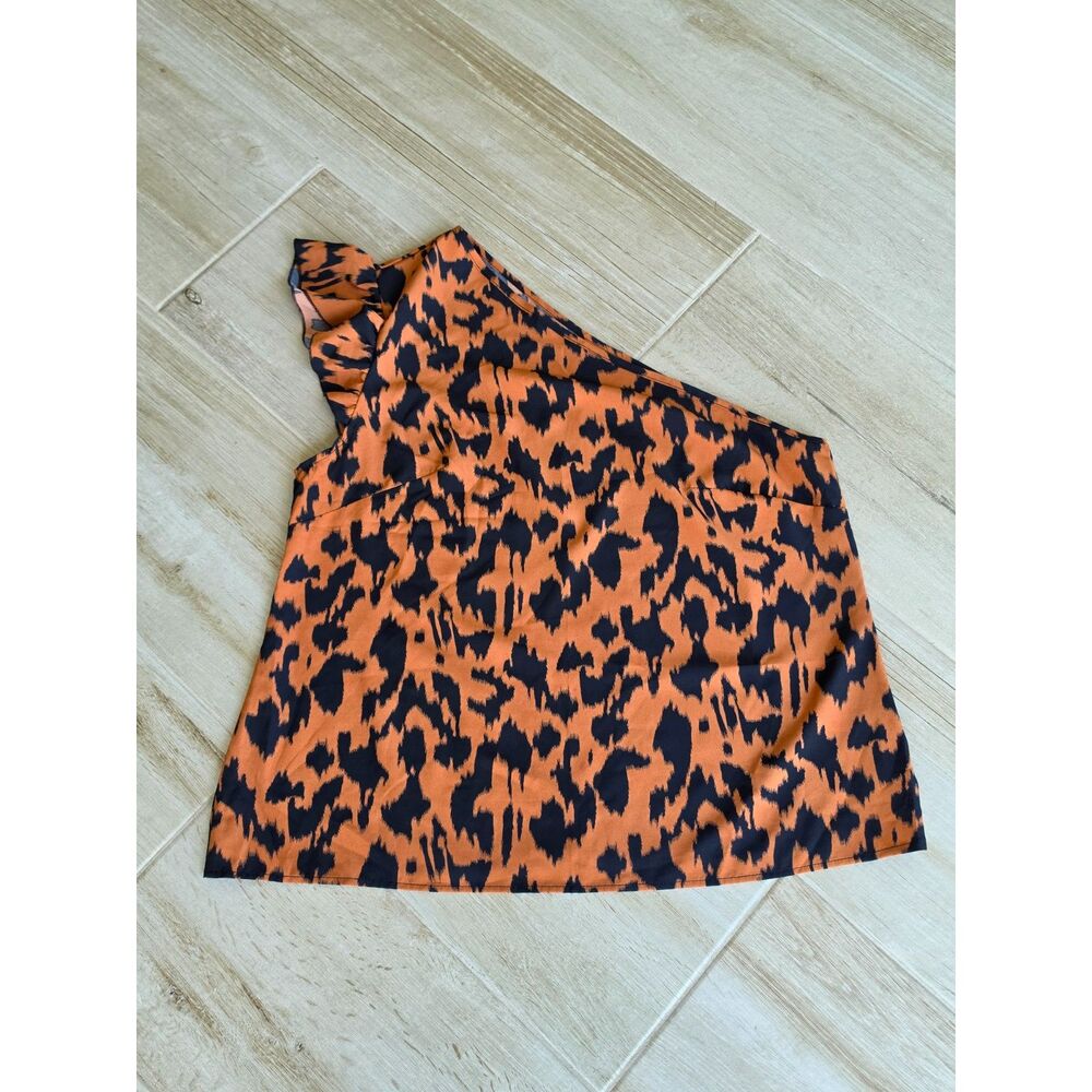 Emory Rose Animal Print Cold Shoulder Blouse Brown Black, Sz 0X - NWOT